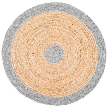 Safavieh 3 x 3 ft. Braided Contemporary Round Rug; Grey & Natural BRD910C-3R